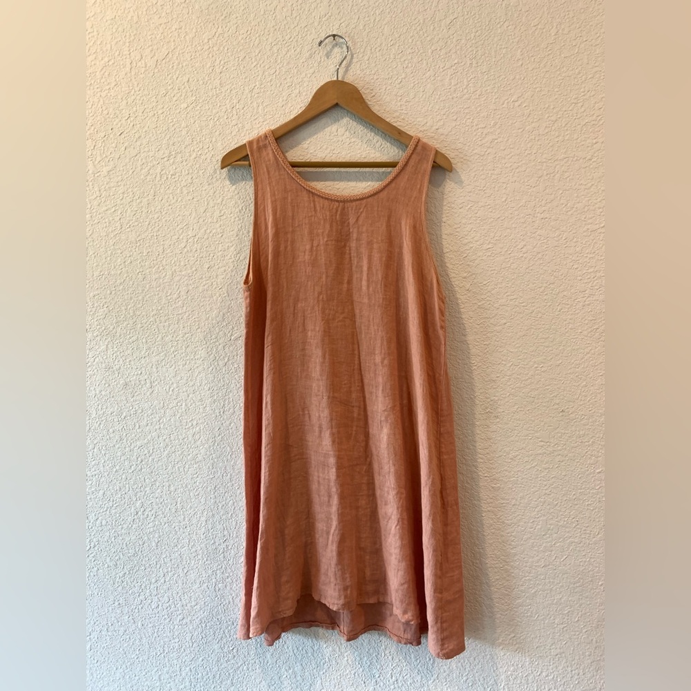 Pink Linen Braided Long Tank Top